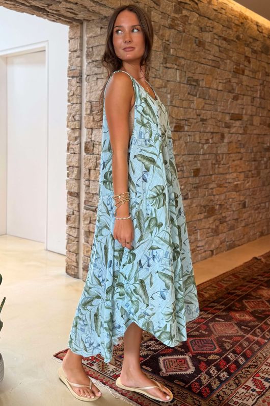 Made in Italy Tiki Pure Cotton Midi Dress Powder /32 =